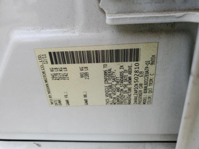 Photo 10 from auction – 2012 NISSAN ALTIMA BAS with VIN 1N4AL2AP1CN502810