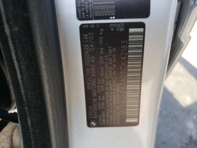 Photo 10 from auction – 2003 BMW 530 I AUTO with VIN WBADT63403CK42183