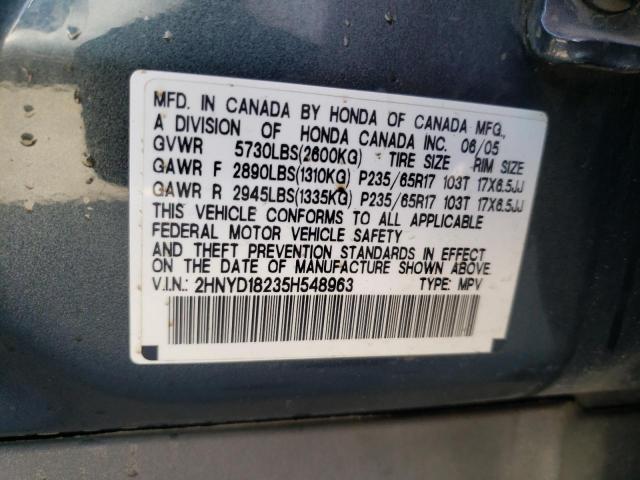 Photo 10 from auction – 2005 ACURA MDX with VIN 2HNYD18235H548963