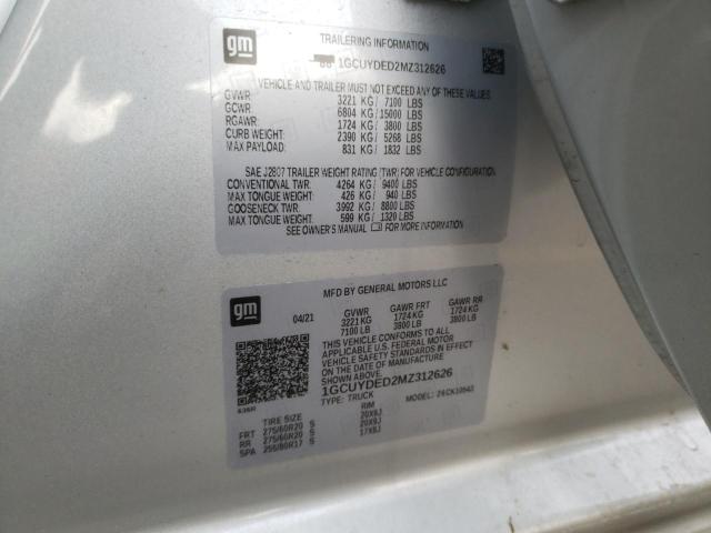 Photo 10 from auction – 2021 CHEVROLET SILVERADO with VIN 1GCUYDED2MZ312626