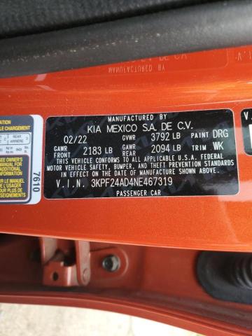 Photo 10 from auction – 2022 KIA FORTE FE with VIN 3KPF24AD4NE467319