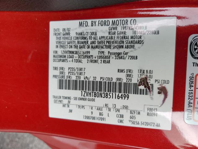 Photo 10 from auction – 2008 FORD MUSTANG with VIN 1ZVHT80N385116499