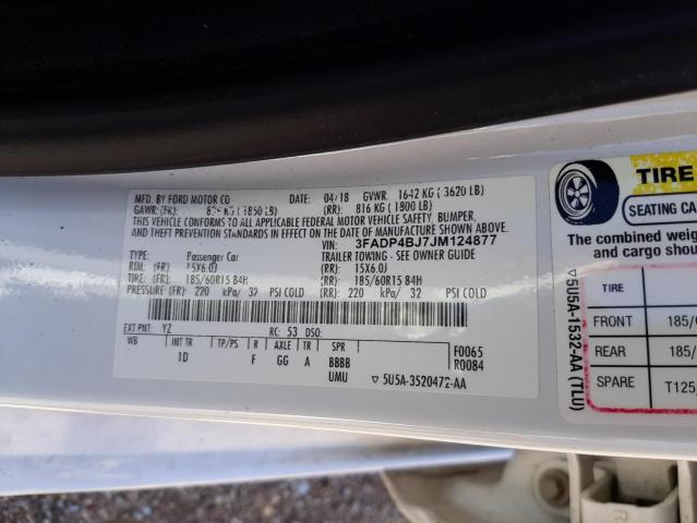 Photo 10 from auction – 2018 FORD FIESTA SE with VIN 3FADP4BJ7JM124877