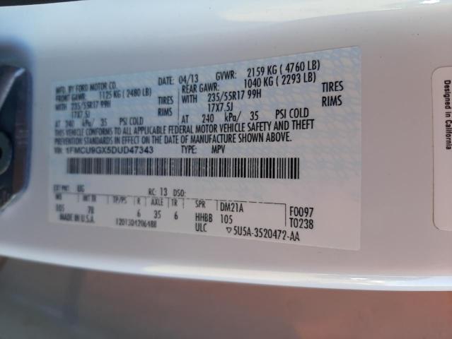 Photo 10 from auction – 2013 FORD ESCAPE SE with VIN 1FMCU9GX5DUD47343