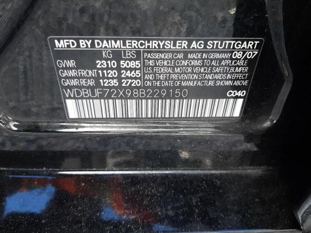 Photo 10 from auction – 2008 MERCEDES-BENZ E 550 with VIN WDBUF72X98B229150