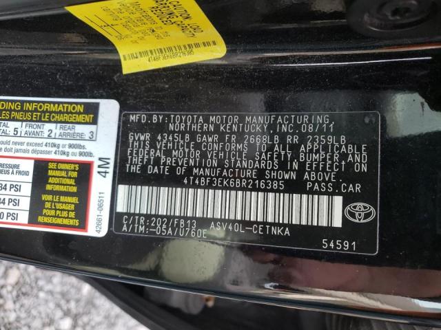 Photo 10 from auction – 2011 TOYOTA CAMRY BASE with VIN 4T4BF3EK6BR216385