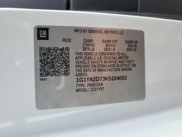 Photo 10 from auction – 2019 CHEVROLET CORVETTE S with VIN 1G1YA2D73K5104693