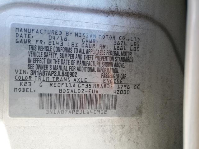 Photo 10 from auction – 2018 NISSAN SENTRA S with VIN 3N1AB7AP2JL640902