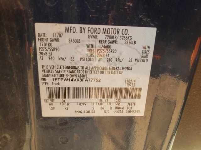 Zdjęcie 10 z aukcji – 2008 FORD F150 SUPER z VIN 1FTPW14VX8FA77752