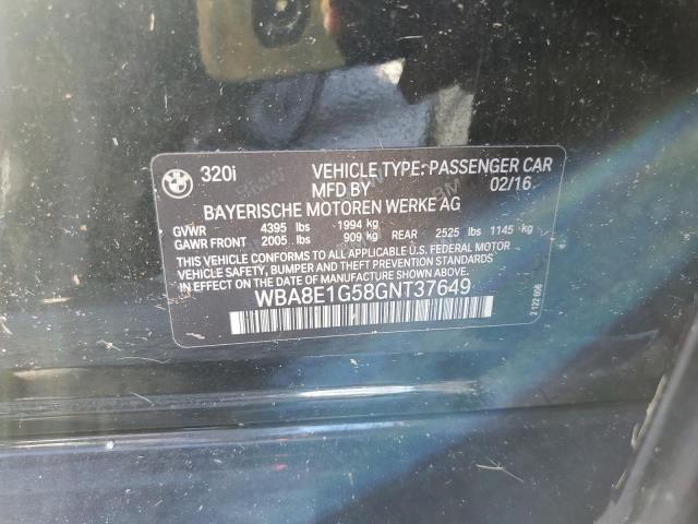 Photo 10 from auction – 2016 BMW 320 I with VIN WBA8E1G58GNT37649