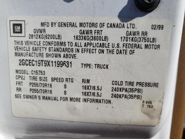 Photo 10 from auction – 1999 CHEVROLET SILVERADO with VIN 2GCEC19T9X1199631