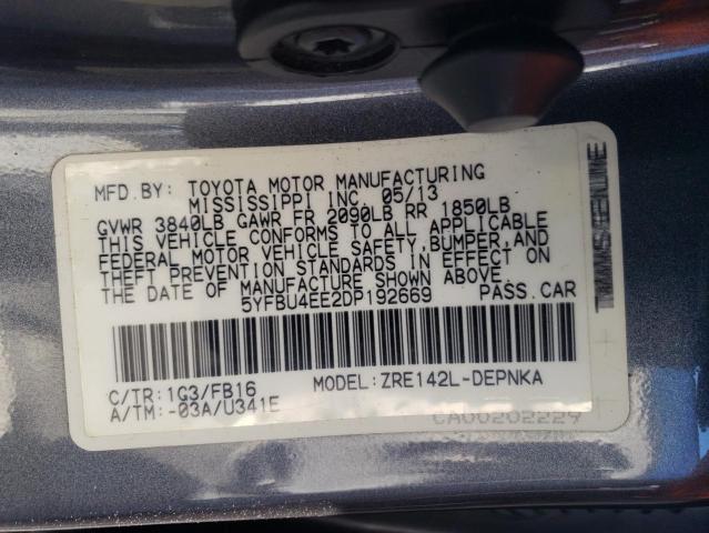 Photo 10 from auction – 2013 TOYOTA COROLLA with VIN 5YFBU4EE2DP192669