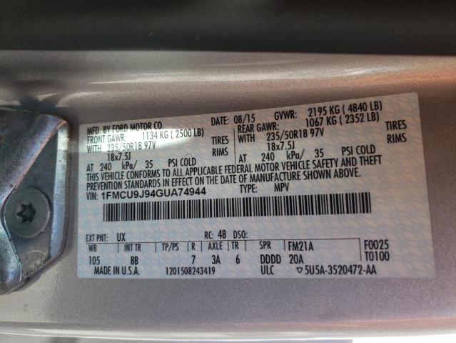 Photo 10 from auction – 2016 FORD ESCAPE TIT with VIN 1FMCU9J94GUA74944