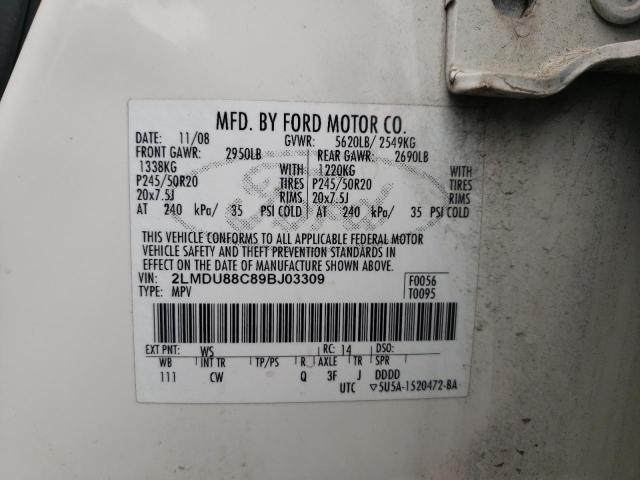 Photo 10 from auction – 2009 LINCOLN MKX with VIN 2LMDU88C89BJ03309