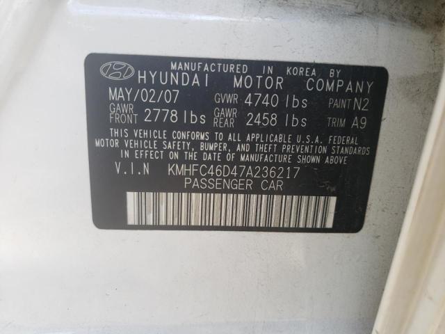 Photo 10 from auction – 2007 HYUNDAI AZERA GLS with VIN KMHFC46D47A236217