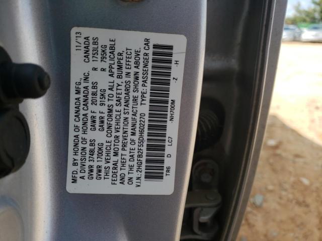 Photo 10 from auction – 2013 HONDA CIVIC LX with VIN 2HGFB2F55DH602270