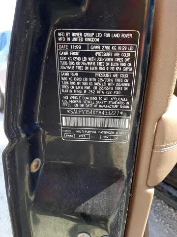 Photo 10 from auction – 2000 LAND ROVER RANGE ROVE with VIN SALPV154XYA433227