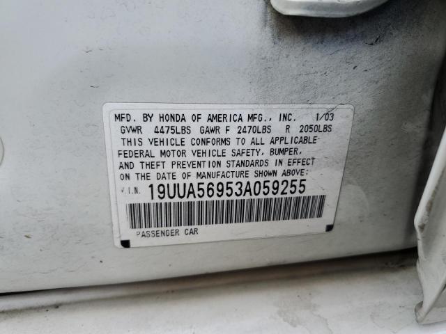 Photo 10 from auction – 2003 ACURA 3.2TL TYPE with VIN 19UUA56953A059255