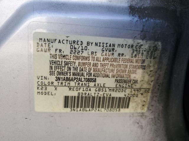 Photo 10 from auction – 2010 NISSAN SENTRA 2.0 with VIN 3N1AB6AP2AL708058