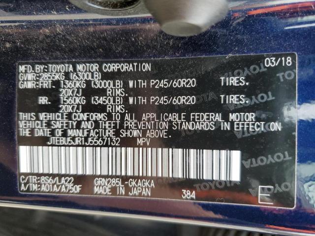 Photo 10 from auction – 2018 TOYOTA 4RUNNER SR with VIN JTEBU5JR1J5567132