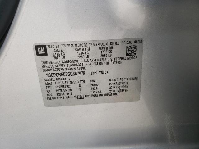 Photo 10 from auction – 2016 CHEVROLET SILVERADO with VIN 3GCPCREC7GG367979