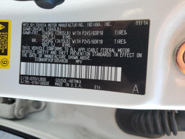 Photo 10 from auction – 2015 TOYOTA HIGHLANDER with VIN 5TDKKRFH3FS054838