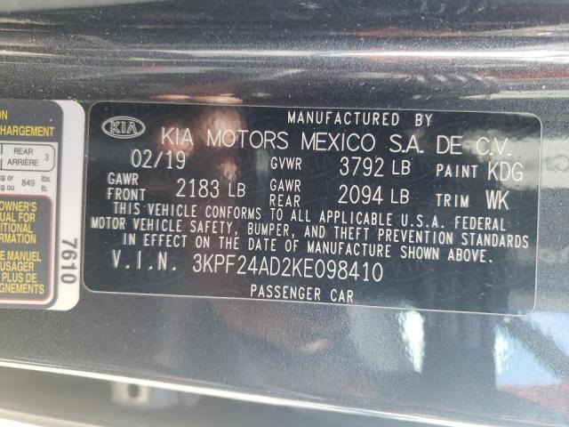 Photo 10 from auction – 2019 KIA FORTE FE with VIN 3KPF24AD2KE098410