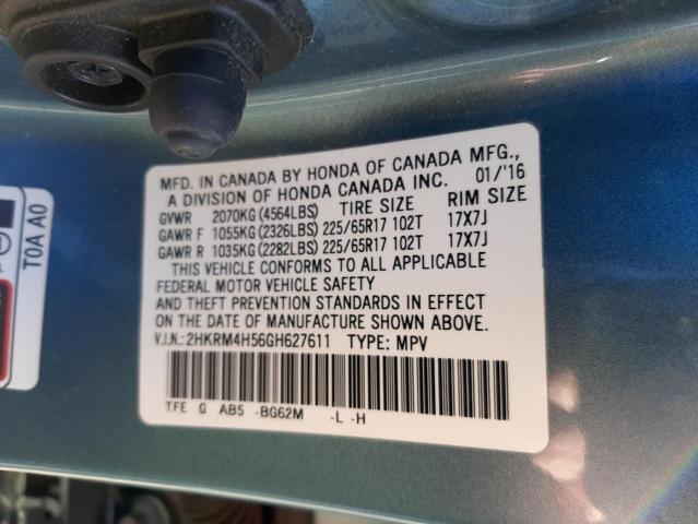 Photo 10 from auction – 2016 HONDA CR-V EX with VIN 2HKRM4H56GH627611