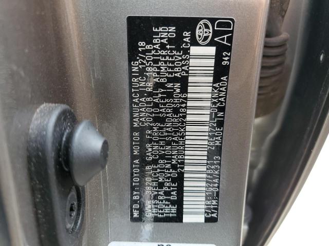 Photo 10 from auction – 2019 TOYOTA COROLLA L with VIN 2T1BURHE5KC218476