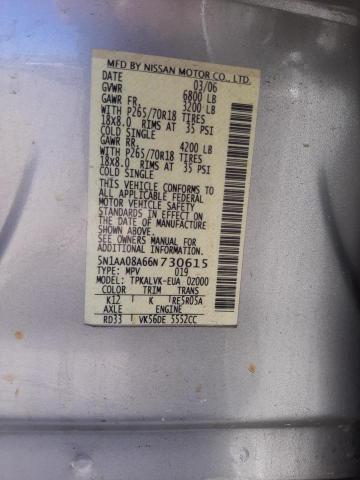 Photo 10 from auction – 2006 NISSAN ARMADA SE with VIN 5N1AA08A66N730615