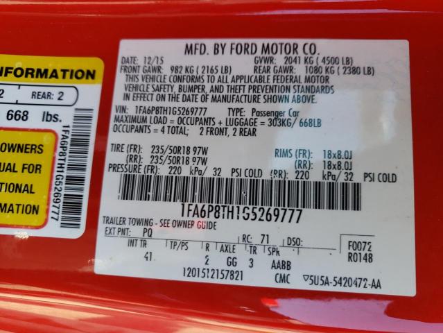 Photo 10 from auction – 2016 FORD MUSTANG with VIN 1FA6P8TH1G5269777