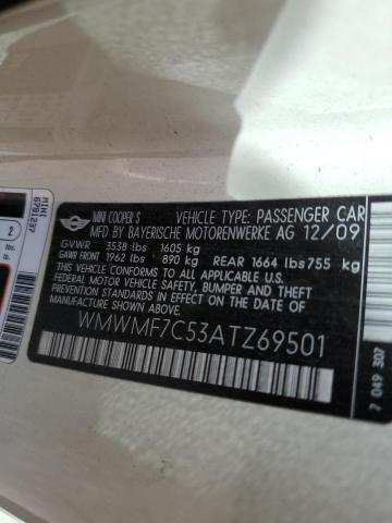 Photo 10 from auction – 2010 MINI COOPER S with VIN WMWMF7C53ATZ69501