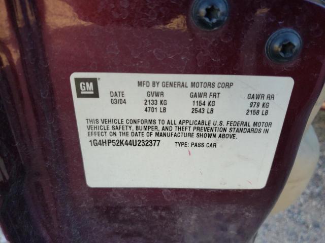 Photo 10 from auction – 2004 BUICK LESABRE CU with VIN 1G4HP52K44U232377