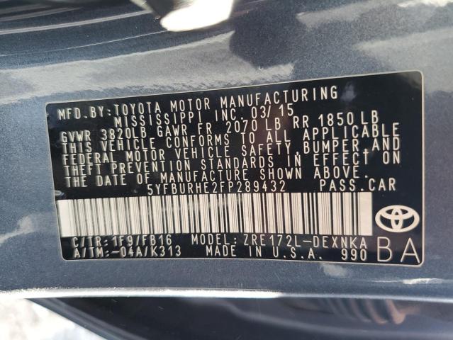 Photo 10 from auction – 2015 TOYOTA COROLLA L with VIN 5YFBURHE2FP289432