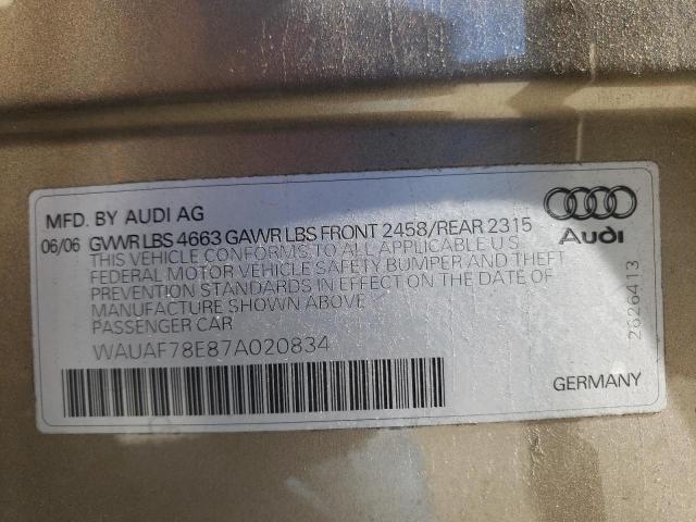 Photo 10 from auction – 2007 AUDI A4 2 with VIN WAUAF78E87A020834