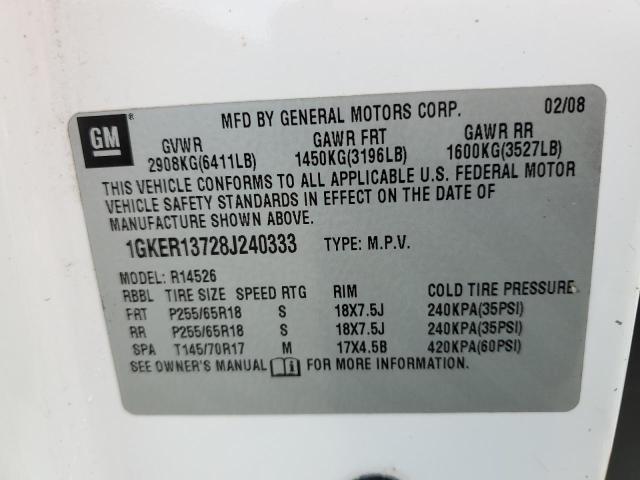 Photo 10 from auction – 2008 GMC ACADIA SLE with VIN 1GKER13728J240333
