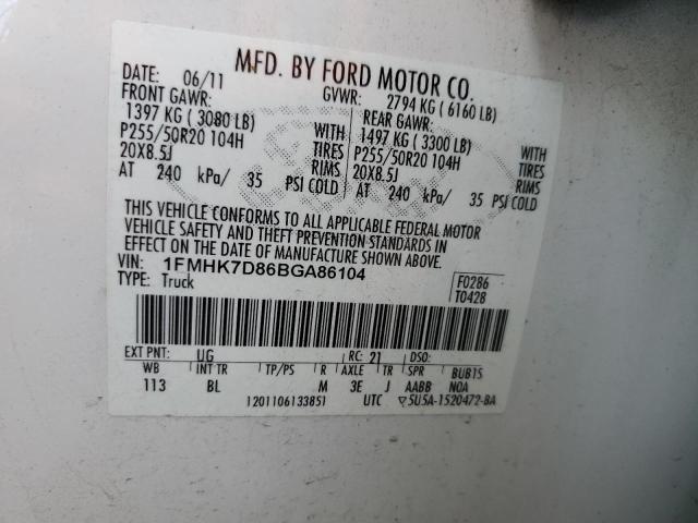 Photo 10 from auction – 2011 FORD EXPLORER X with VIN 1FMHK7D86BGA86104