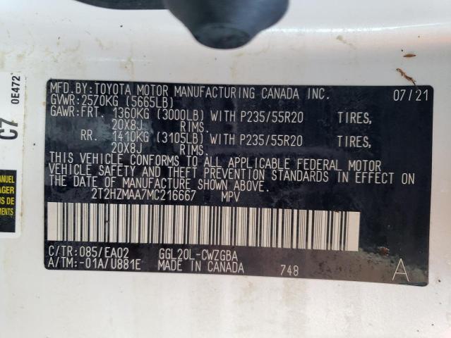 Photo 10 from auction – 2021 LEXUS RX 350 with VIN 2T2HZMAA7MC216667