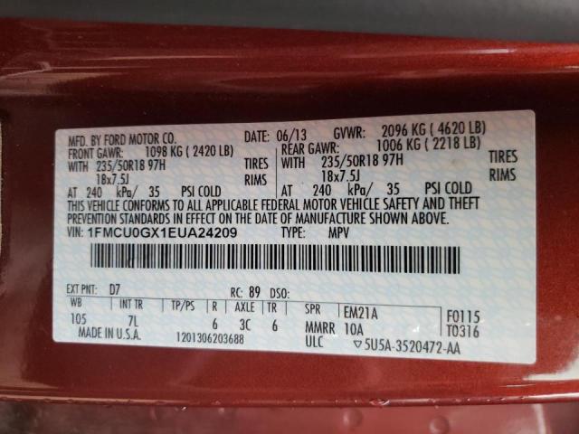 Photo 10 from auction – 2014 FORD ESCAPE SE with VIN 1FMCU0GX1EUA24209