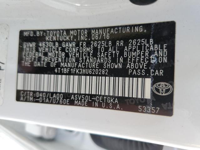 Photo 10 from auction – 2017 TOYOTA CAMRY LE with VIN 4T1BF1FK3HU620282
