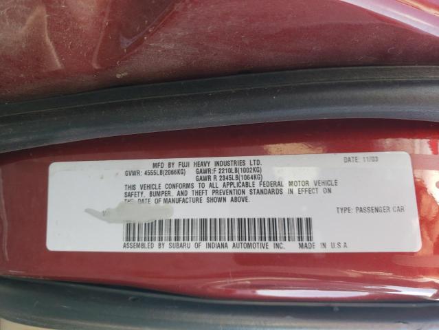 Photo 10 from auction – 2004 SUBARU LEGACY OUT with VIN 4S3BH675547629367