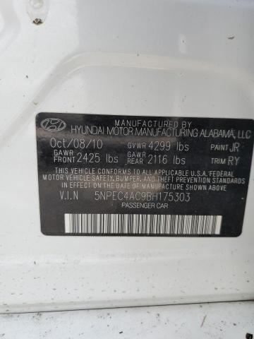 Photo 10 from auction – 2011 HYUNDAI SONATA SE with VIN 5NPEC4AC9BH175303