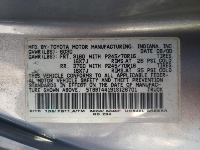 Photo 10 from auction – 2001 TOYOTA TUNDRA ACC with VIN 5TBBT44191S126701