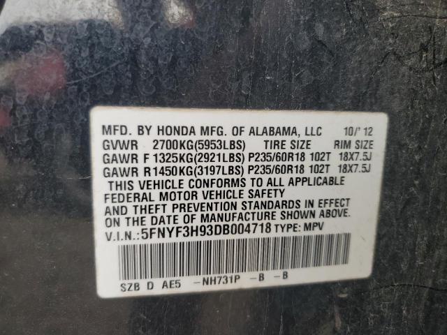 Photo 10 from auction – 2013 HONDA PILOT TOUR with VIN 5FNYF3H93DB004718