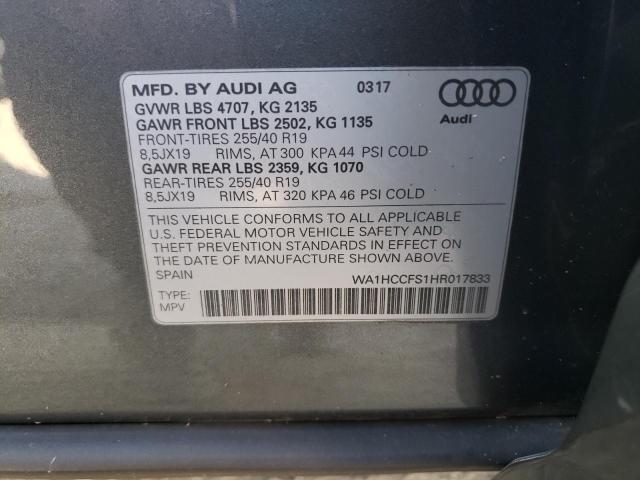 Photo 10 from auction – 2017 AUDI Q3 PREMIUM with VIN WA1HCCFS1HR017833