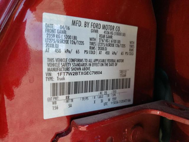 Photo 10 from auction – 2016 FORD F250 SUPER with VIN 1FT7W2BTXGEC79504