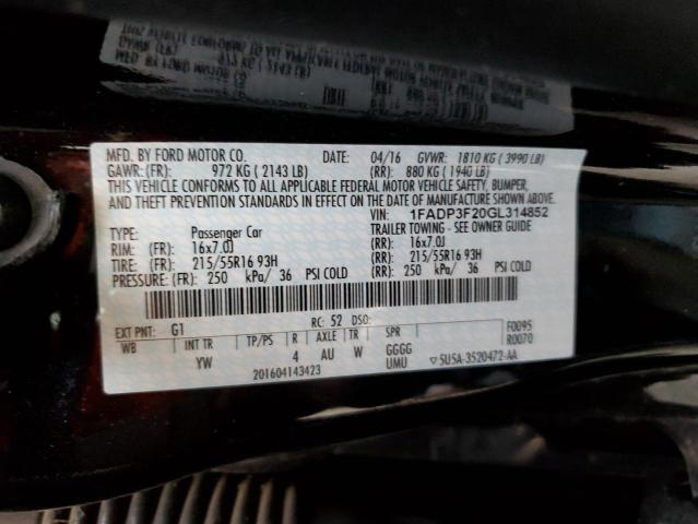 Photo 10 from auction – 2016 FORD FOCUS SE with VIN 1FADP3F20GL314852