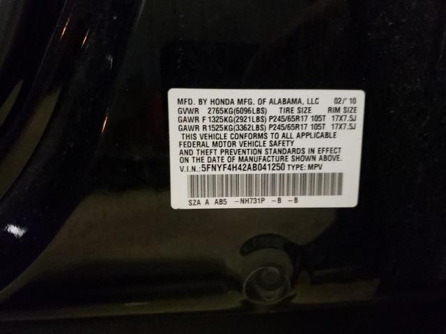 Photo 10 from auction – 2010 HONDA PILOT EX with VIN 5FNYF4H42AB041250