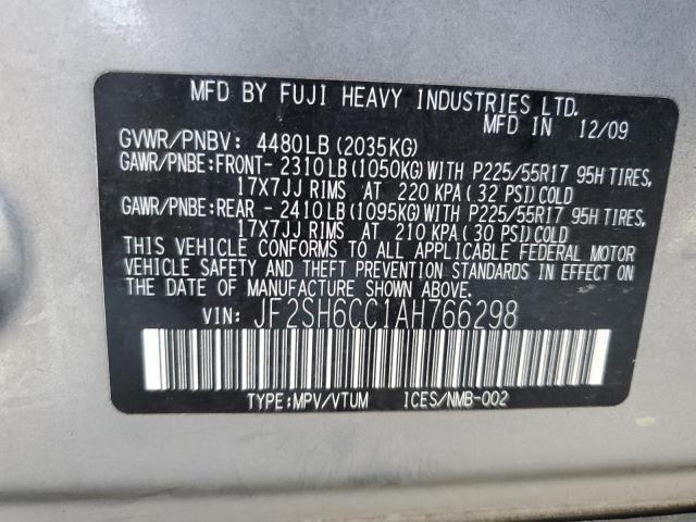 Photo 10 from auction – 2010 SUBARU FORESTER 2 with VIN JF2SH6CC1AH766298