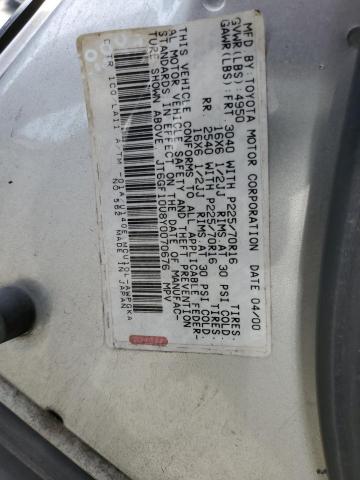 Photo 10 from auction – 2000 LEXUS RX 300 with VIN JT6GF10U8Y0070676